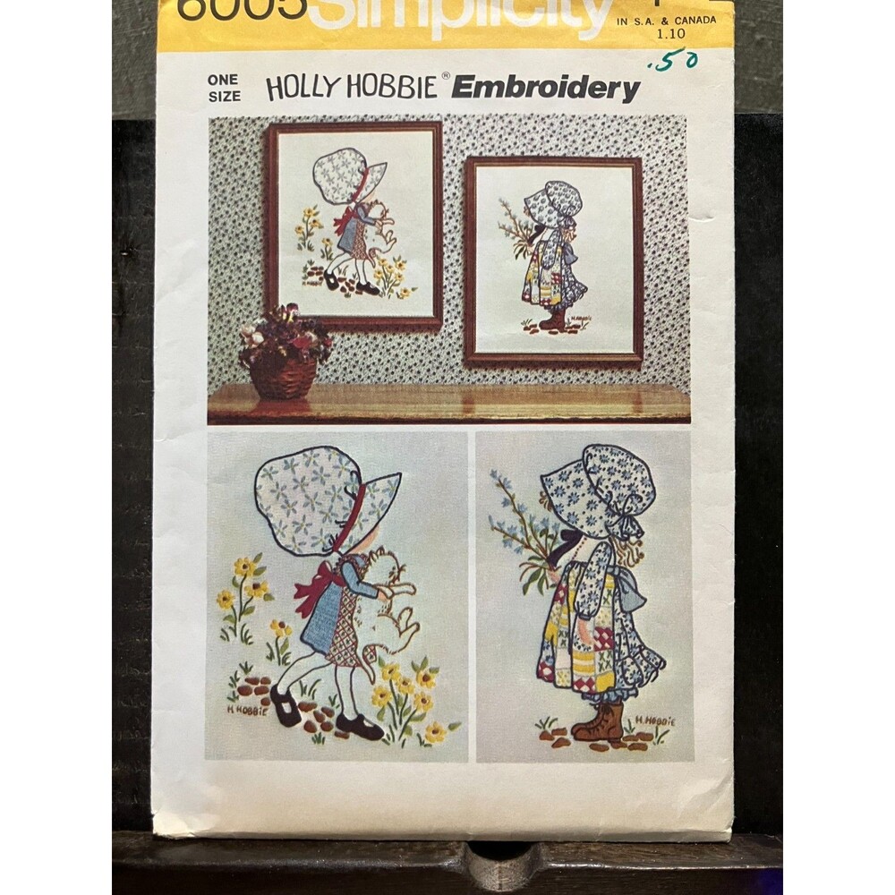 Simplicity Holly Hobbie Transfers for Embroidery, OPENED